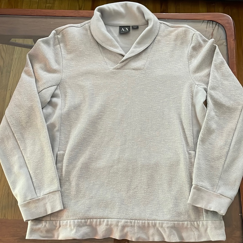Armani Exchange (A/X) Light Grey Shawl Collar Sweater